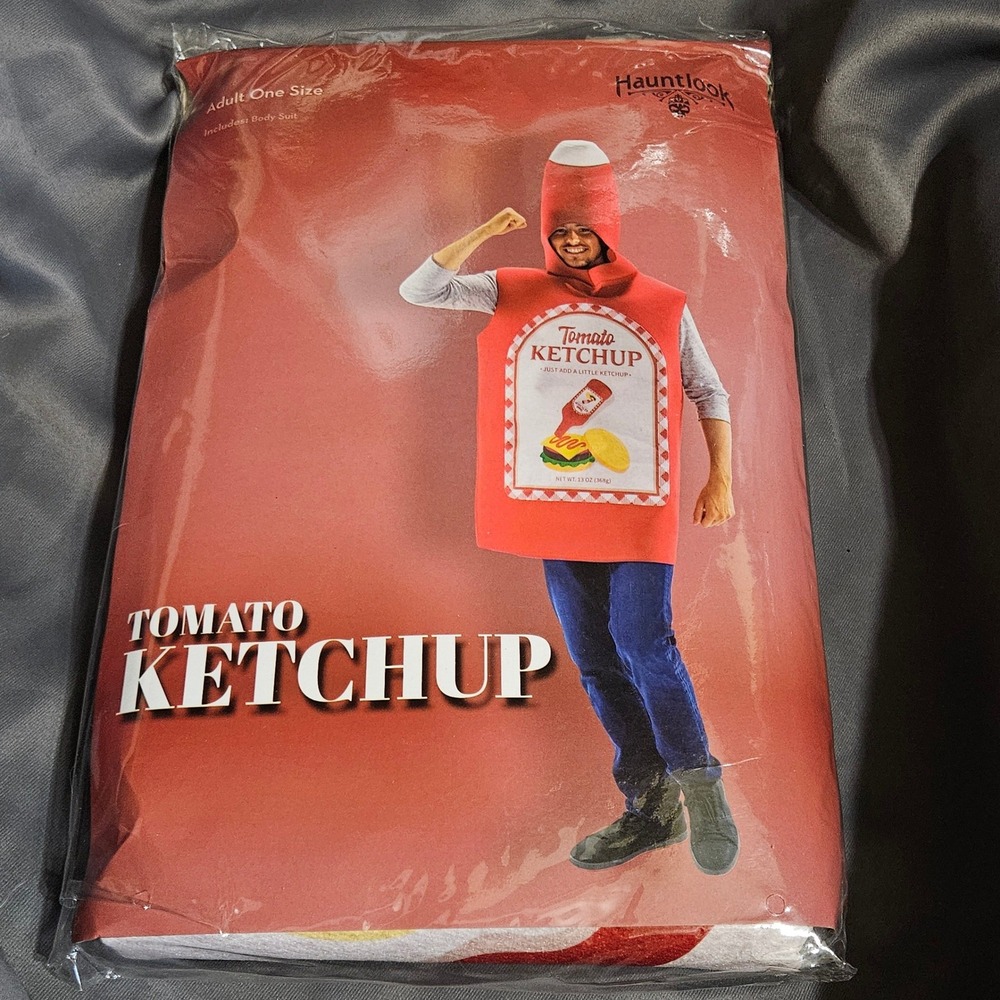 Tomato Ketchup Bottle Costume Adult One Size Red Food Condiment TunicHauntlook